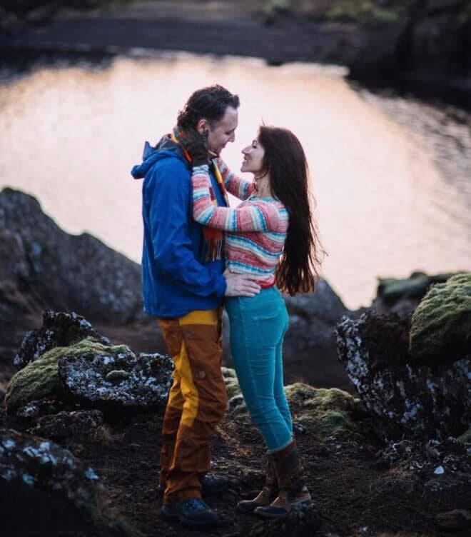 The author and Wayo in Reykjavik, Iceland, where the couple renewed their vows in 2018.