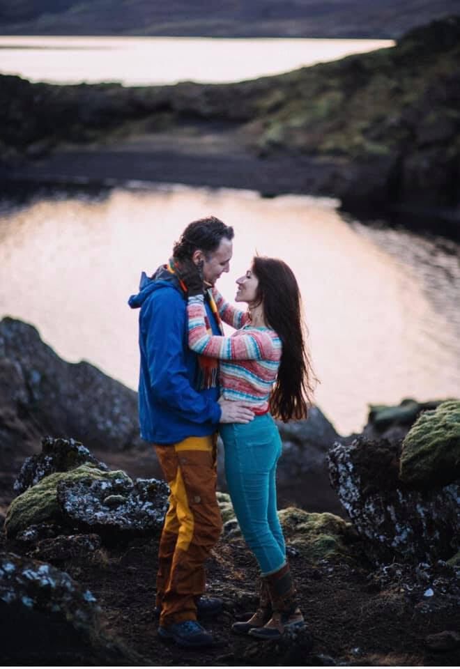 The author and Wayo in Reykjavik, Iceland, where the couple renewed their vows in 2018.