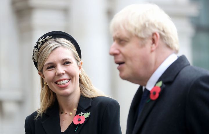 Britain's prime minister Boris Johnson with partner Carrie Symonds