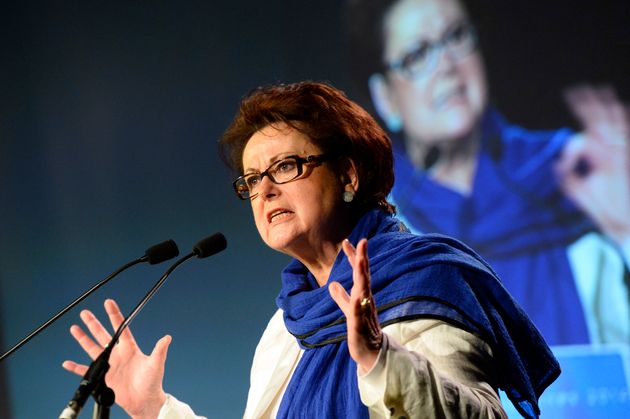 Christine Boutin durant un meeting de campagne le 17 mai 2014 en vue des élections européennes (photo d'illustration).