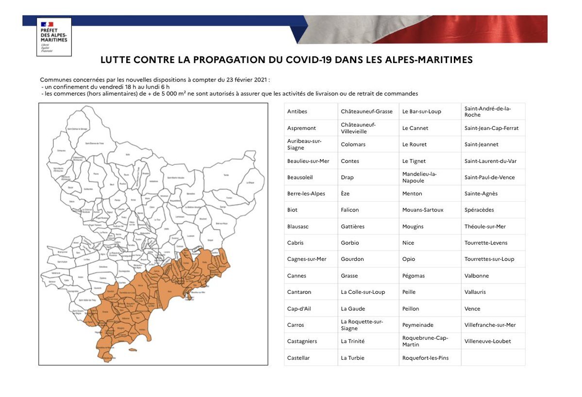 Covid-19: le confinement du littoral des Alpes-Maritimes concerne ces communes