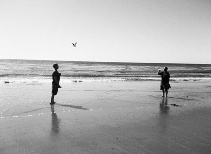 The author and his brother spreading their mother's ashes in 2009.