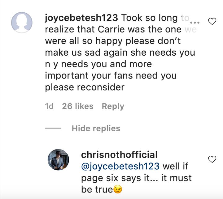 A screenshot of Chris' Instagram page