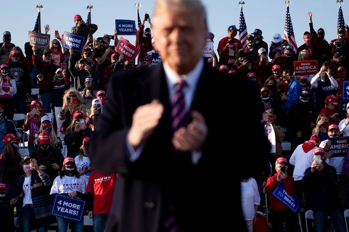 Then-President Donald Trump at a reelection campaign rally in Bemidji, Minnesota, on Sept. 18, 2020.