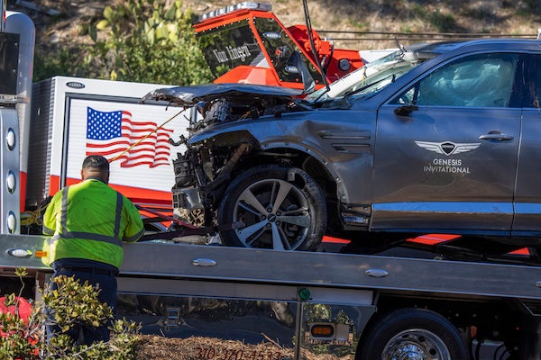 This is the car that golf legend Tiger Woods was driving when seriously injured in a rollover accident on Tuesday.