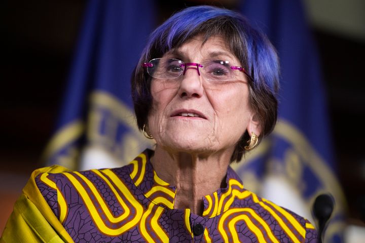 Rep. Rosa DeLauro (D-Conn.) during a press conference on child care relief bills in July 2020.