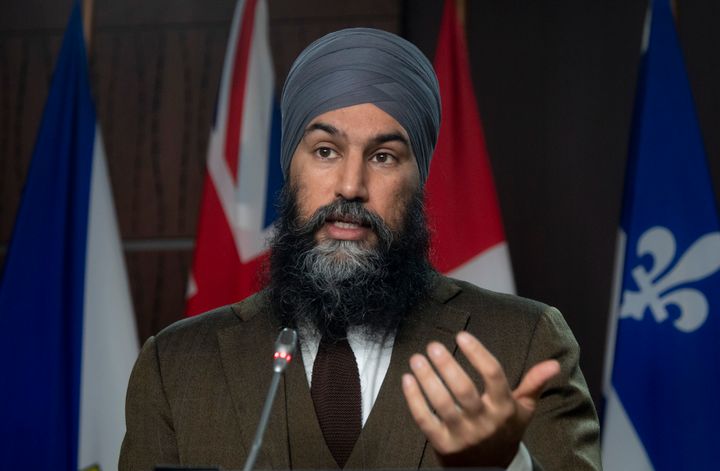 NDP Leader Jagmeet Singh responds to a question during a news conference on Parliament Hill on Feb. 23, 2021.