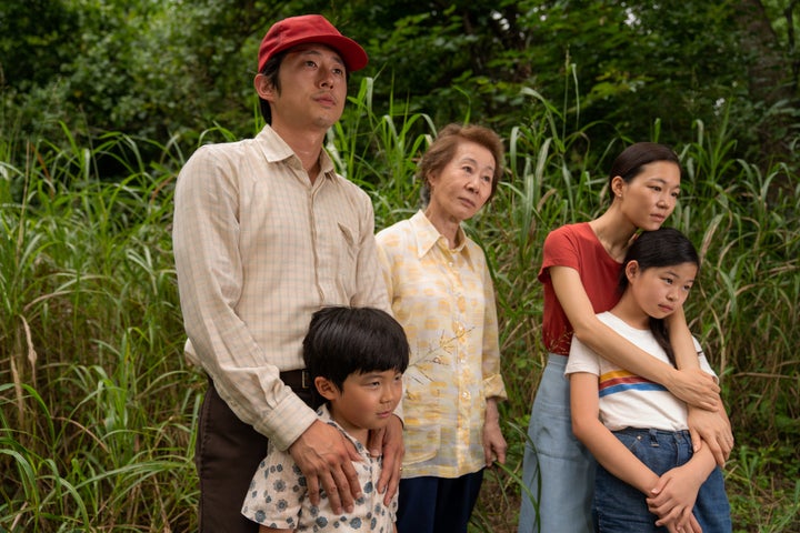 Steven Yeun, Alan Kim, Youn Yuh-jung, Han Ye-ri and Noel Cho in "Minari."