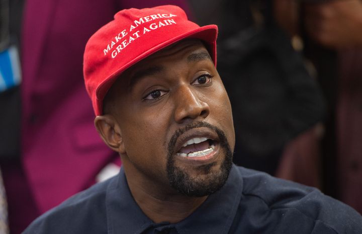 Rapper Kanye West wore a MAGA hat when he met with Trump for lunch in the White House's Oval Office on Oct. 11, 2018.