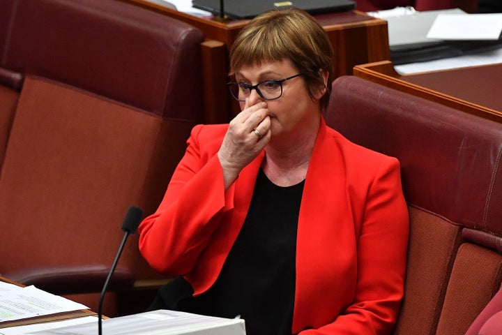 Senator Linda Reynolds during Question Time in the Senate on February 22, 2021 in Canberra, Australia.