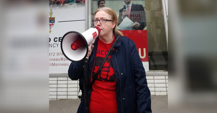 Donna Borden, an ACORN member, advocates for stricter regulations of lenders selling high interest instalment and payday loans.