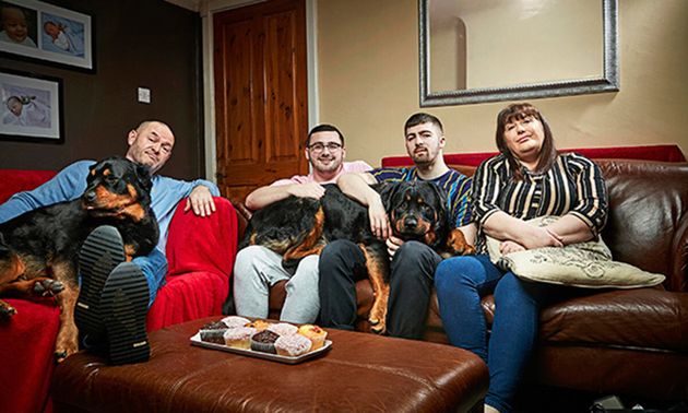 Tom (second right) with his family on Gogglebox
