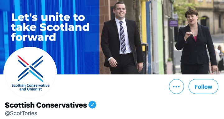 The Scottish Conservatives' Twitter homepage with the @ScotTories handle.