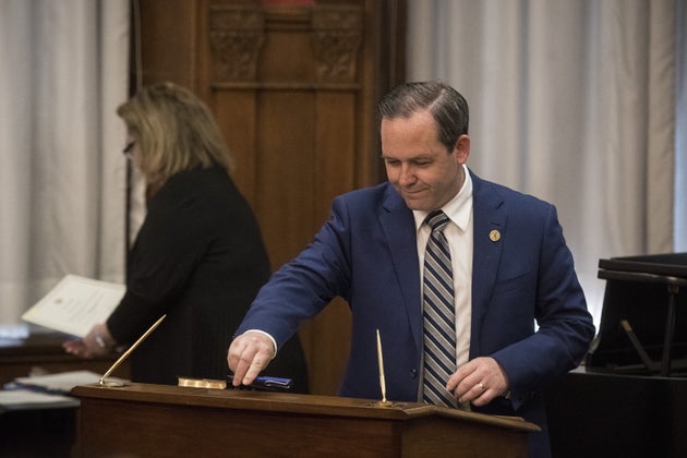 Doug Downey is sworn into his role as Ontario's Attorney General at Queen's Park in Toronto on June 20, 2019.