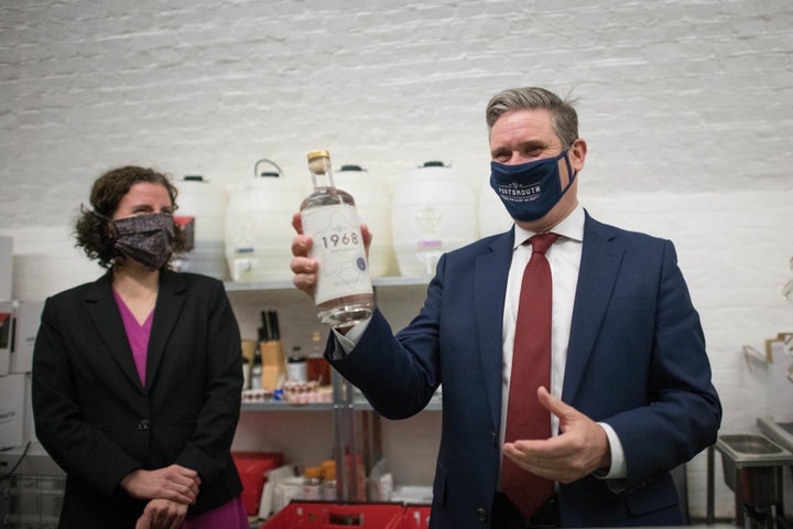 Labour leader Keir Starmer and shadow chancellor Anneliese Dodds during a visit to the Portsmouth Gin Distillery in Southsea, Portsmouth.