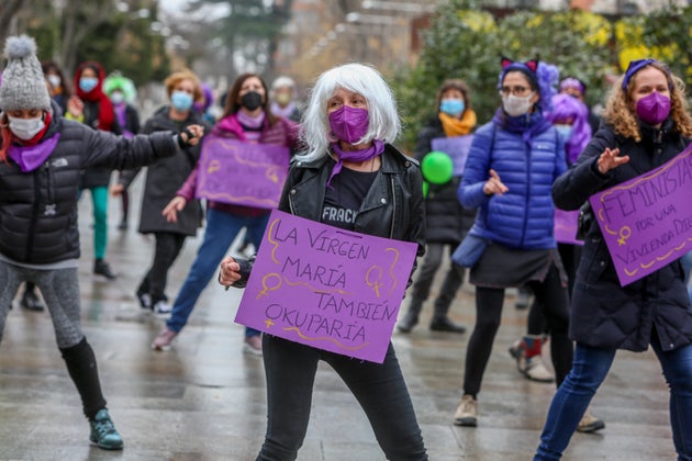 Manifestación feminista en Madrid por el derecho a la vivienda, el 21 de febrero de