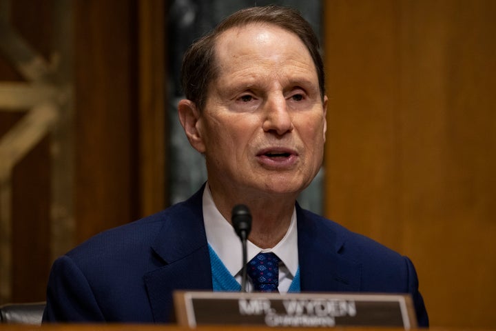 Senate Finance Committee Chairman Ron Wyden (D-Ore.) at a Senate Finance Committee hearing on Capitol Hill on Feb. 25.