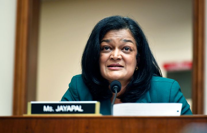 In this July 29, 2020, file photo, Rep. Pramila Jayapal (D-Wash.) speaks during a House Judiciary subcommittee hearing on Cap