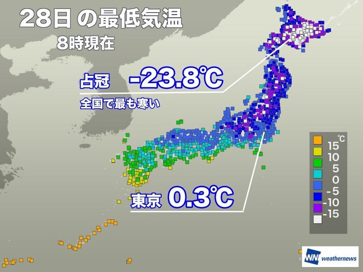 28日の最低気温