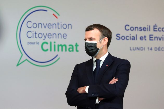 Emmanuel Macron devant les citoyens de la Convention citoyenne pour le climat le 14 décembre (illustration)