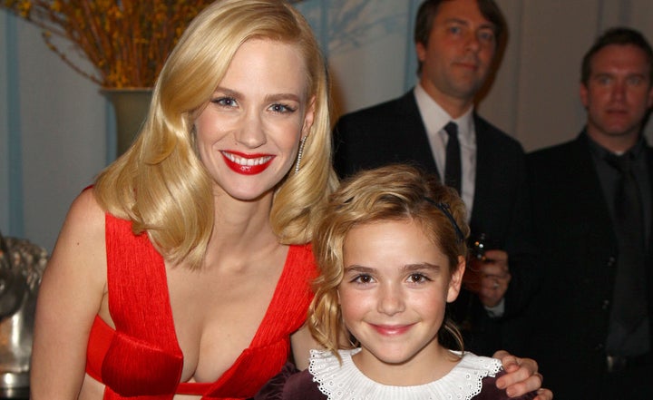 Actors January Jones and Kiernan Shipka attend AMC's 2011 Golden Globe Awards viewing and after party held at The Beverly Hilton hotel on Jan. 16, 2011 in Los Angeles, California.