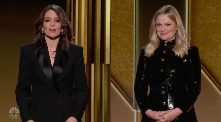 Tina Fey and Amy Poehler at the 2021 Golden Globe Awards