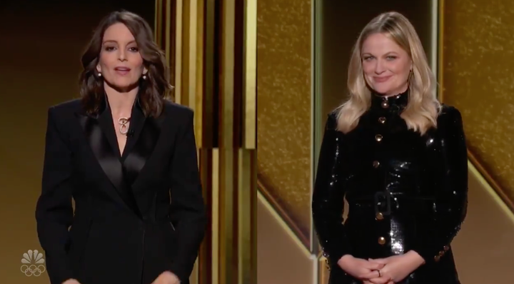 Tina Fey and Amy Poehler at the 2021 Golden Globe Awards