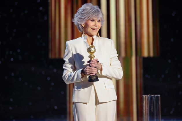 Jane Fonda accepts the Cecil B. DeMille Award onstage at the 78th Annual Golden Globe Awards on Feb. 28, 2021.