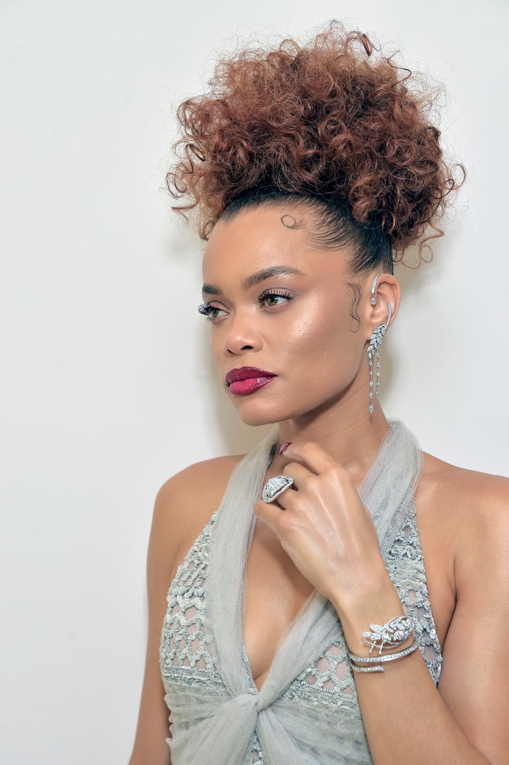  Andra Day, wearing CHANEL & CHANEL Fine Jewelry, gets ready for the Golden Globe Awards 2021 at The West Hollywood EDITION on February 28, 2021 in West Hollywood, California. 