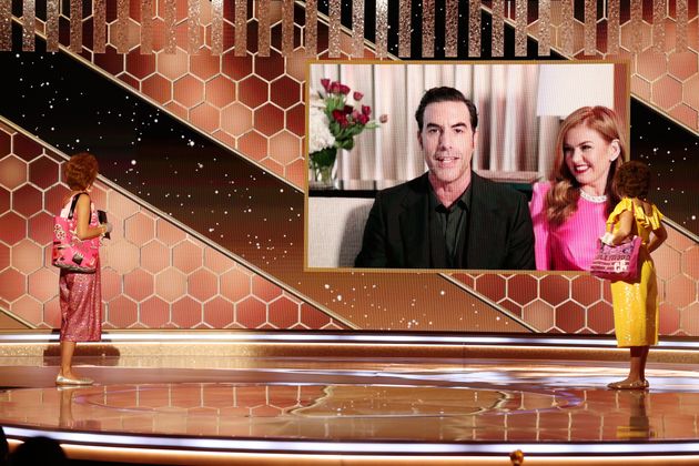 Sacha Baron Cohen delivers his speech via video-link