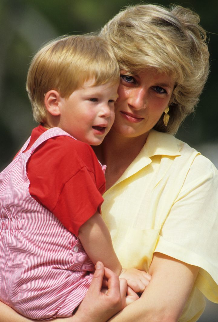 Prince Harry with Princess Diana in 1987