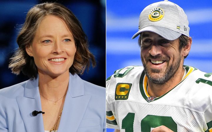 Actor Jodie Foster (left) continued her love fest with Green Bay Packers quarterback Aaron Rodgers on Sunday when she gave him a shoutout in her Golden Globes acceptance speech.