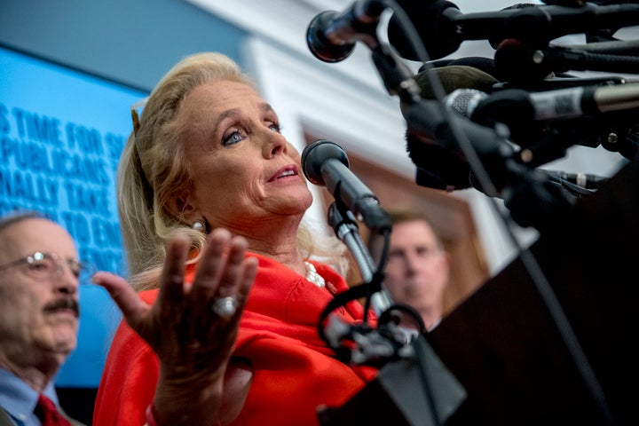 Rep. Debbie Dingell, D-Mich., speaks at a news conference calling for Senate action on H.R. 8 - Bipartisan Background Checks Act of 2019 on Capitol Hill in Washington, Aug. 13, 2019.