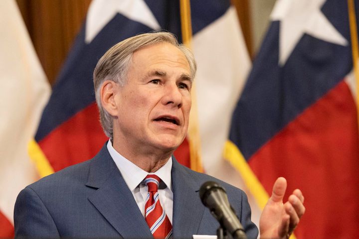Texas Gov. Greg Abbott announces an earlier reopening of more Texas businesses amid the COVID-19 pandemic during a press conference at the Texas State Capitol in Austin on May 18, 2020.