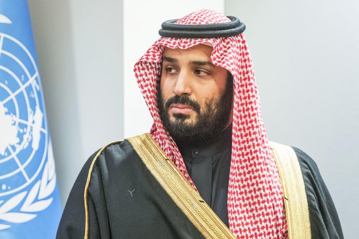 Saudi Crown Prince Mohammed bin Salman attends a bilateral meeting with the United Nations secretary-general at U.N. headquarters on March 27, 2018.