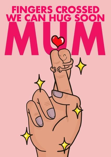 Fingers Crossed We Can Hug Soon Mum, Mother's Day Card, Thortful