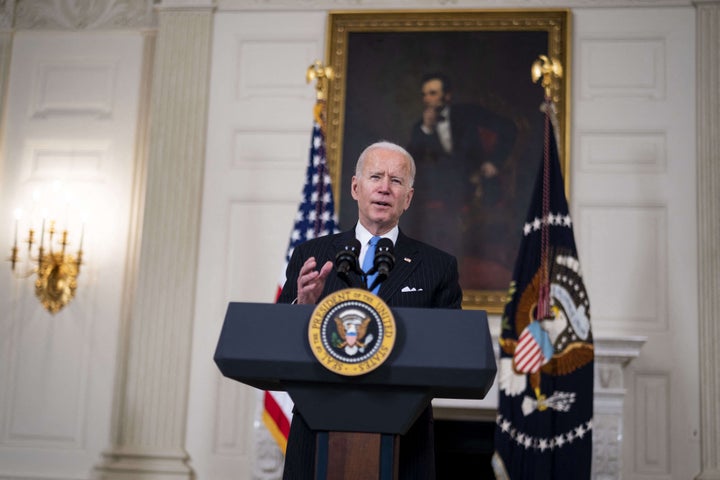 U.S. President Joe Biden makes remarks on March 2, 2021.