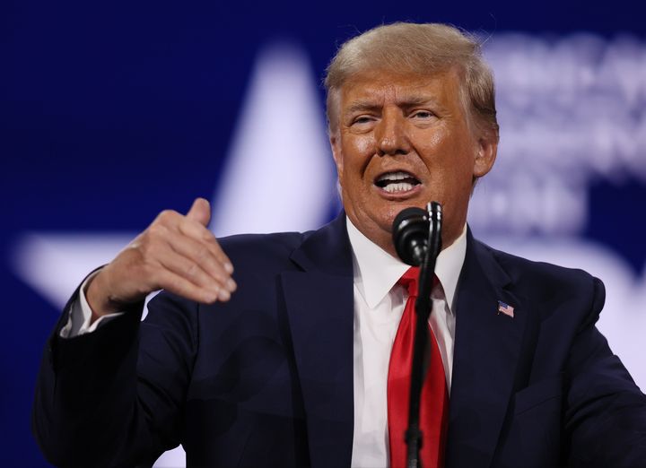 Former President Donald Trump appealed to small-dollar donors to send him cash during his speech at the Conservative Political Action Conference in Orlando, Florida on Sunday.