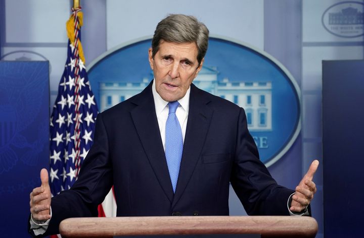 U.S. climate envoy John Kerry speaks at a press briefing at the White House in Washington on Jan. 27.