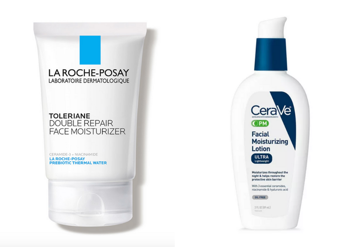 La Roche-Posay Double Repair Face Moisturizer, $19.99;CeraVe PM Facial Moisturizing Lotion, $12.39