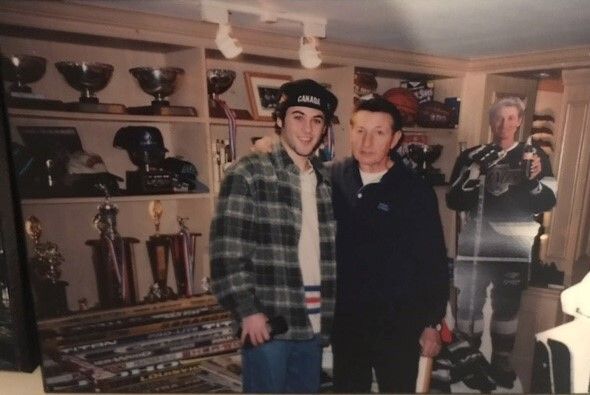 The writer, left, with Walter Gretzky.