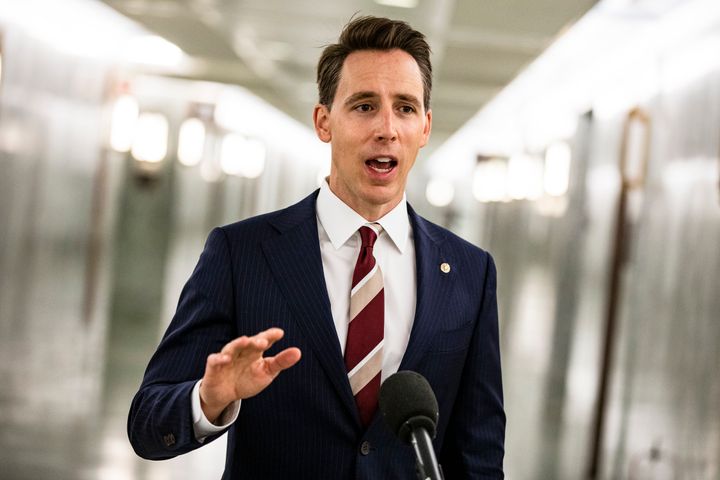 Sen. Josh Hawley (R-Mo.), who cheered on Donald Trump supporters outside the U.S. Capitol before they stormed the building on Jan. 6, is one of many Republicans trying to deflect blame for what happened that day.