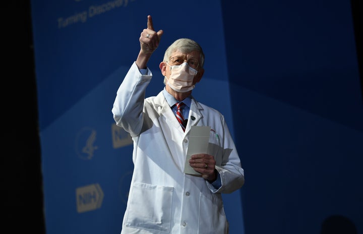 Dr. Francis Collins delivers welcoming remarks on Jan. 26 at the National Institutes of Health in Bethesda, Maryland. The NIH director calls the vaccines an “answer to a lot of prayers.”