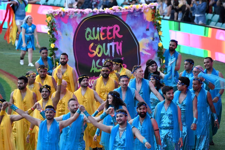 Trikone Australia which empowers queer South Asians at the 43rd Sydney Gay and Lesbian Mardi Gras Parade at the SCG on March 06, 2021 in Sydney, Australia.