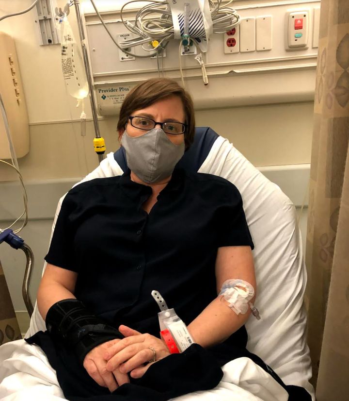 The author during her fifth trip to the emergency room due to COVID-19 in July 2020.