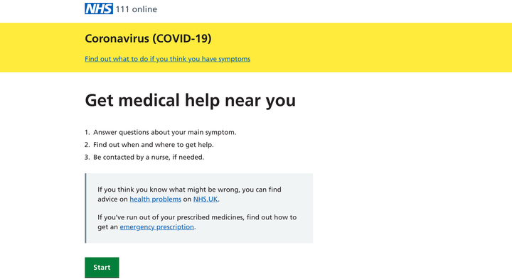 The NHS 111 online symptom tracker. 