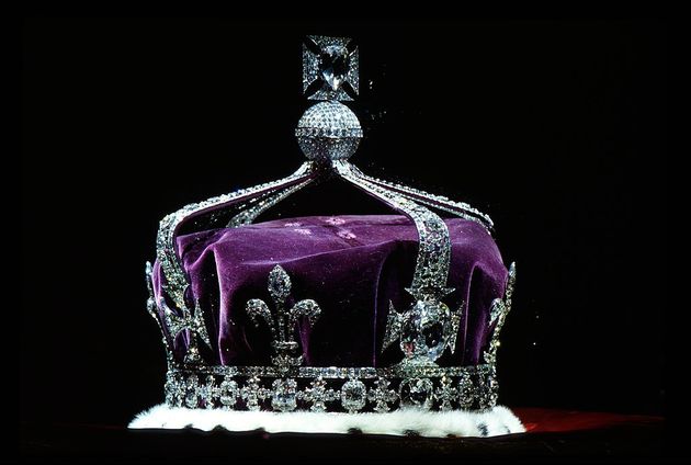 The crown Of Queen Elizabeth the Queen Mother made of platinum and containing the famous Koh-i-noor diamond along with other gems 