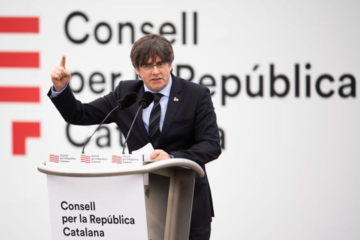 Carles Puigdemont, el 29 de febrero de 2020, en un acto del Consell per la República Catalana.