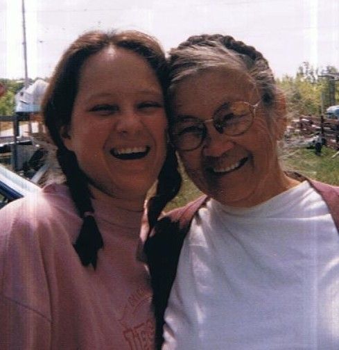 The writer, left, and her grandmother.