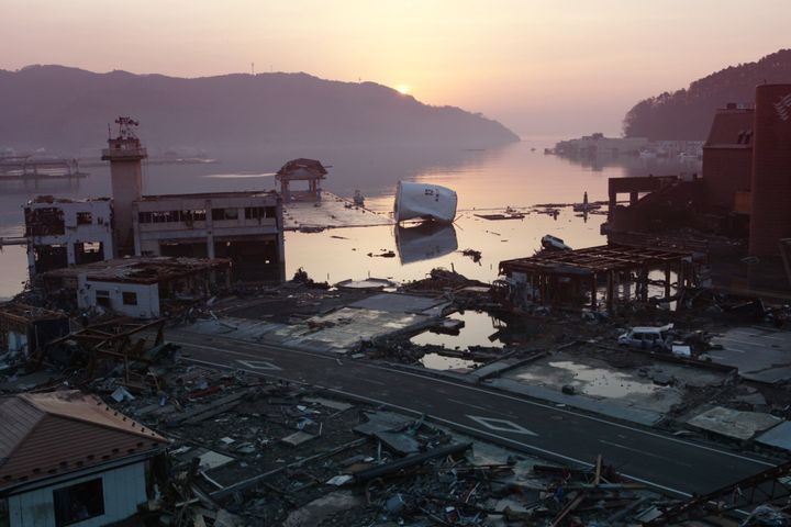 地震発生後の宮城県女川町